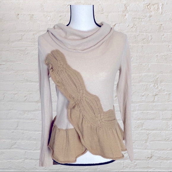 Moth Anthro Asymmetrical Cable Accent Cowlneck - Picture 2 of 6